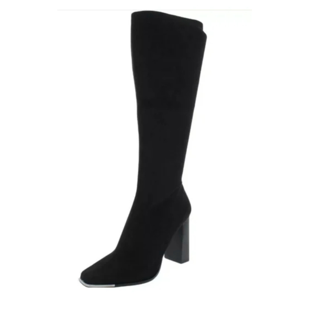 NEW STEVE MADDEN FEDORA BLACK WOMENS SQUARE TOE BLOCK HEEL KNEE-HIGH BOOTS